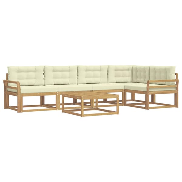Utomhussoffset 6 pcs Vit och grädde 79 x 79 x 37 cm Polyester