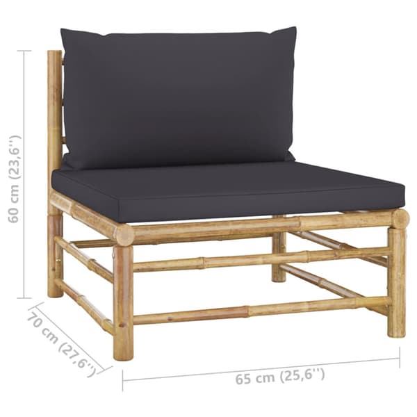 Loungegrupp för trädgården med mörkgrå dynor 5 delar bambu