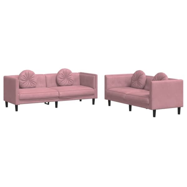 Soffgrupp med kuddar 2 delar rosa sammet