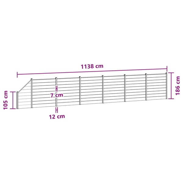 Stängselpanel 7 pcs WPC och aluminium Brun