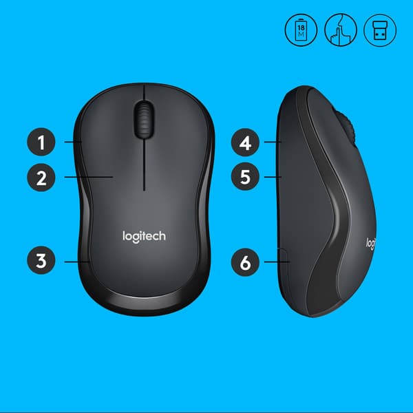 Logitech M220 Silent - mus - 2.4 GHz - träkol