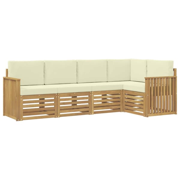 Utomhussoffset 5 pcs Vit och grädde 247 x 128,5 x 73 cm
