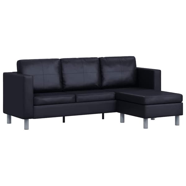 Divansoffa 3-sits konstläder svart