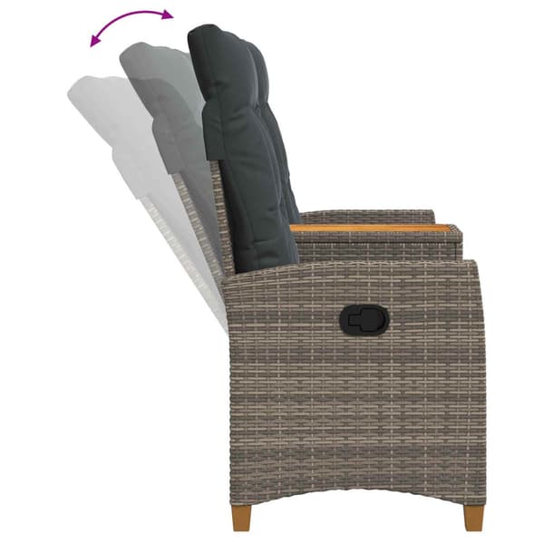 Reclining Bench with Table Grå och mörkgrå 126 x 65 x 112 cm