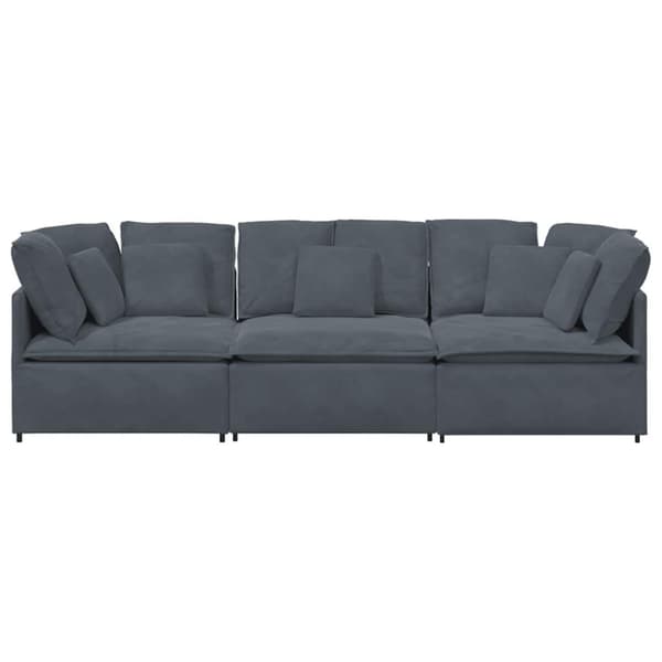 Modulsoffa med dynor sammet mörkgrå