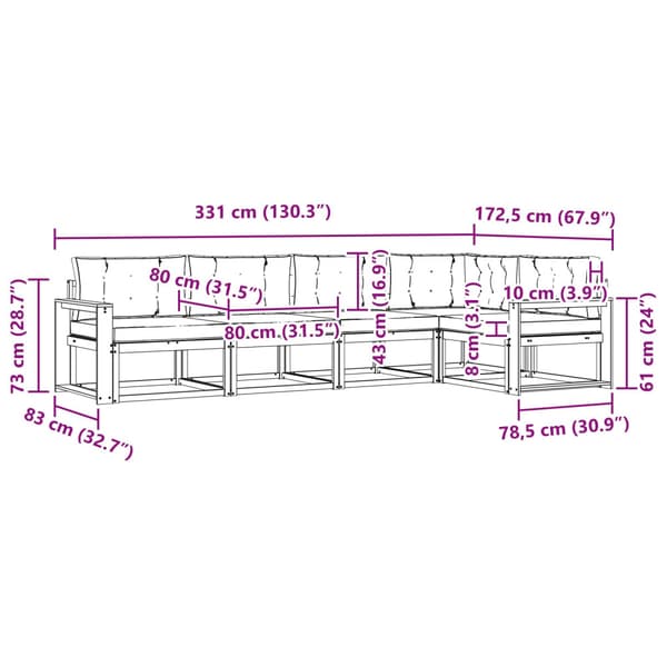 Utomhussoffset med kudde 4 pcs Vit och ljusgrå Polyester