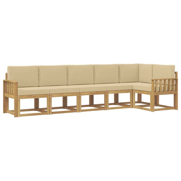 Utomhussoffset med kudde 6 pcs Vit och Beige Polyester