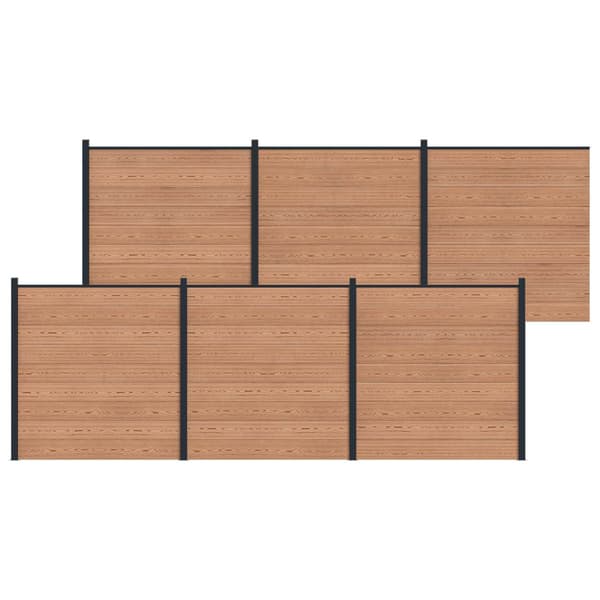Stängselpanel 6 pcs WPC och aluminium Brun