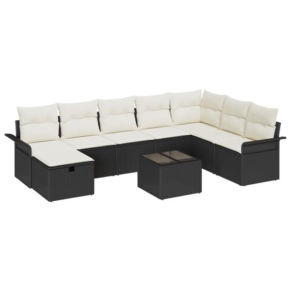 Trädgårdsoffset 9 st Poly rattan