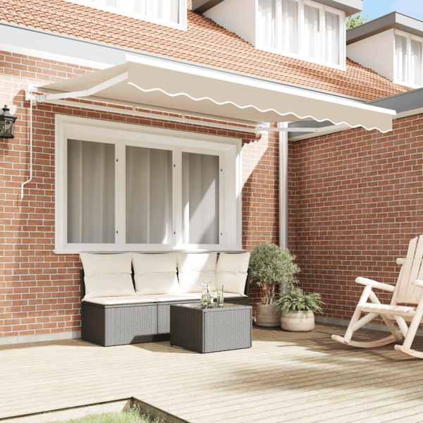 Markisram Beige 350 x 200 cm Polyester med PU-beläggning