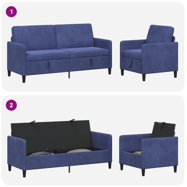 Soffgrupp med förvaring 2 st Polisblå Polyester