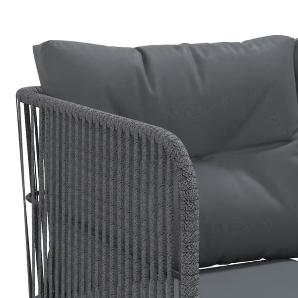 Trädgårdssoffa med dynor svart stål och textilen