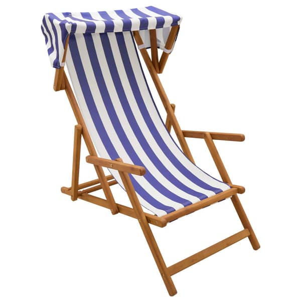Deck Chair 4 st 3 Position Massiv Eukalyptus Trä Blå och Vit
