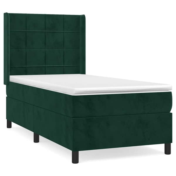 Ramsäng med madrass mörkgrön 90x200 cm sammet