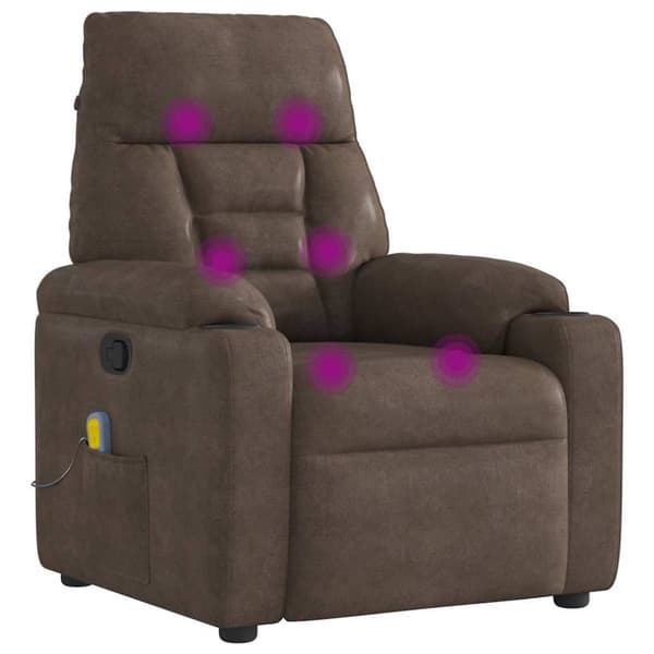 Massagefåtölj brun mikrofibertyg