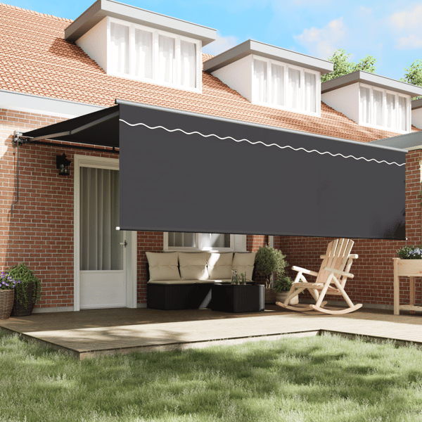 Utfällbar markis Antracit 450 × 350 cm Polyester och aluminium
