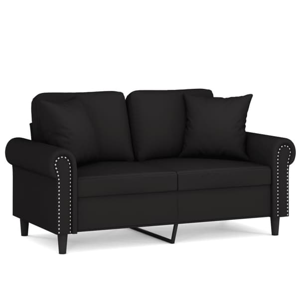 2-sitssoffa med prydnadskuddar svart 120 cm sammet
