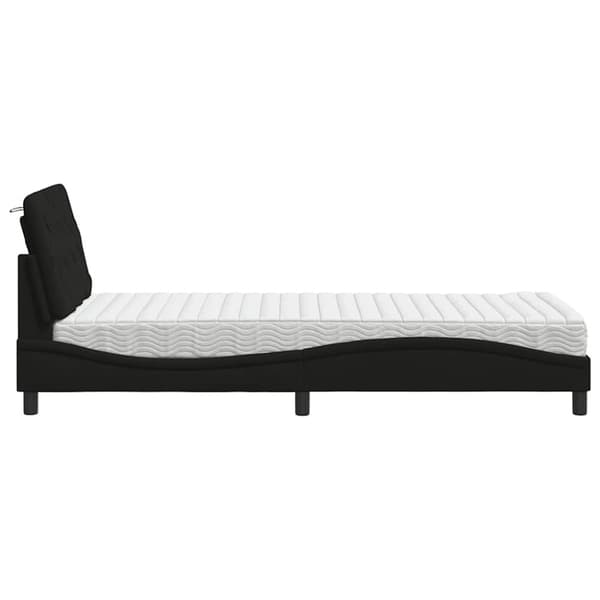 Bed with Mattress Black 80x200 cm Fabric