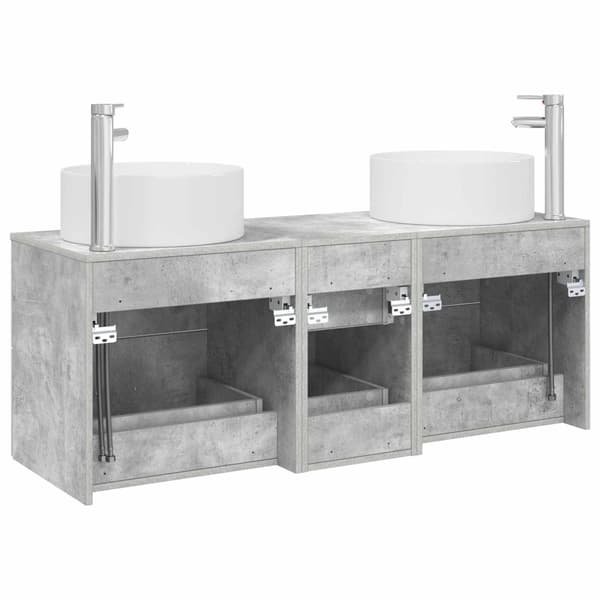 Badrumsmöbelset 3 st Betonggrå 49,5 x 44,5 x 65,5 cm