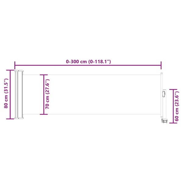 Infällbar sidomarkis 80x300 cm grå