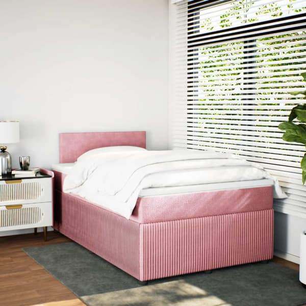 Ramsäng med madrass rosa 120x190 cm sammet