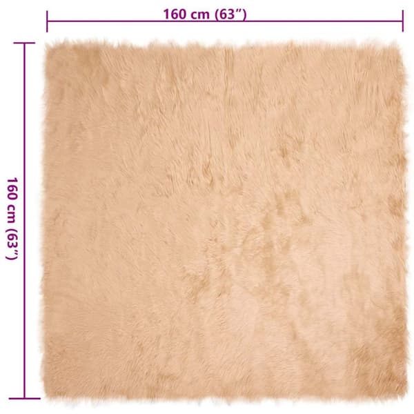 Fuskfäll matta TAFALLA Beige 160 x 160 cm Polyester