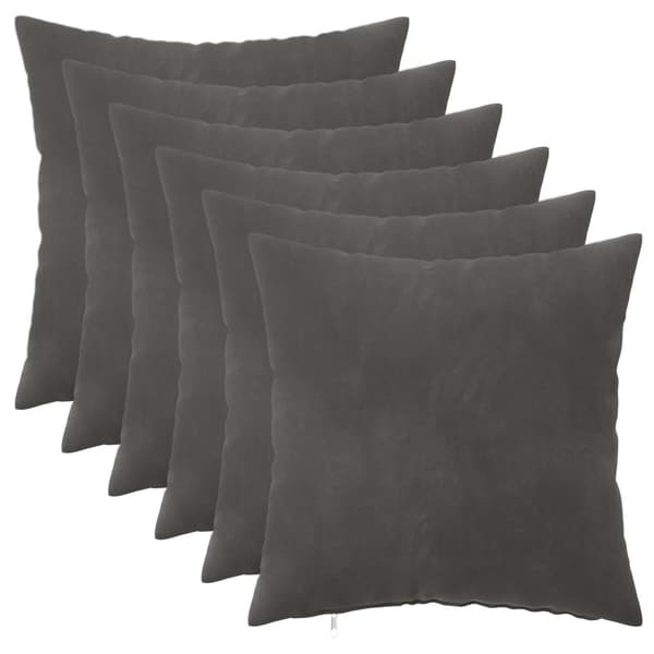 Kuddöverdrag 6 st HEERLEN Mörkgrå 30 x 30 cm Sammet