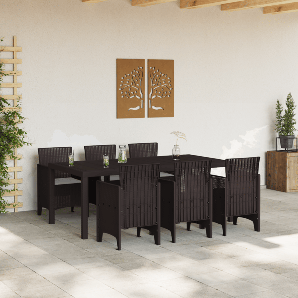 Trädgårdsmöbelset 7 pcs Brun Polypropylen