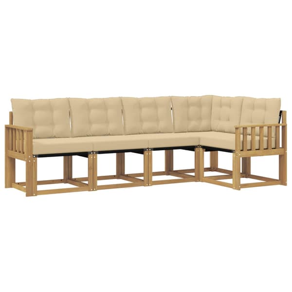 Utomhussoffset med kudde 5 pcs Vit och Beige
