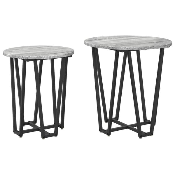 Sidobordsset 2 pcs Grå Sonoma och Svart