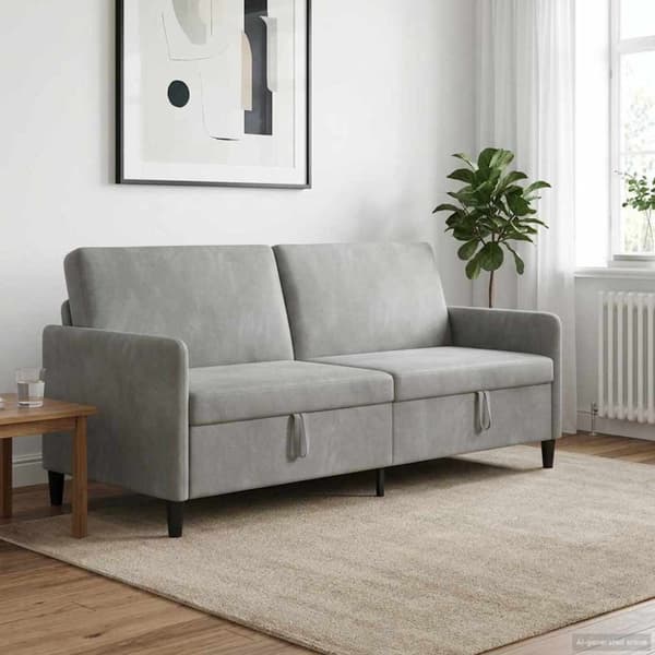 Soffa med förvaring Ljusgrå 192 x 78 x 87 cm Polyester