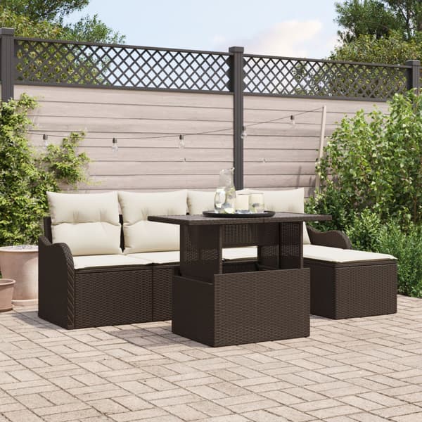 Trädgårdsoffset 6 st Brun [Syntetisk]: Polyrattan