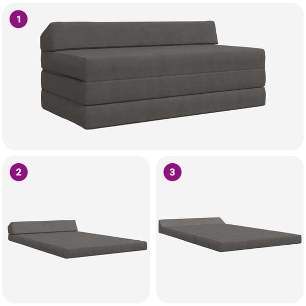 Fällbar Soffbed Mörkgrå 120 x 60 x 49 cm Tyg