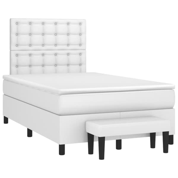 Ramsäng med madrass vit 120x200 cm konstläder