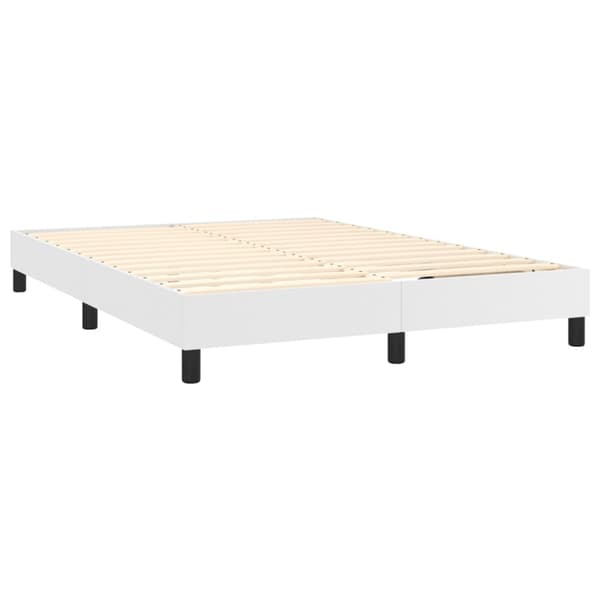 Boxspring-sängram vit 140x190 cm konstläder