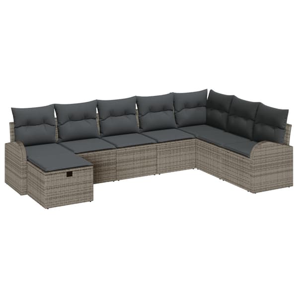 Trädgårdsoffset med kudde med lagring 8 pcs Grå Poly rattan