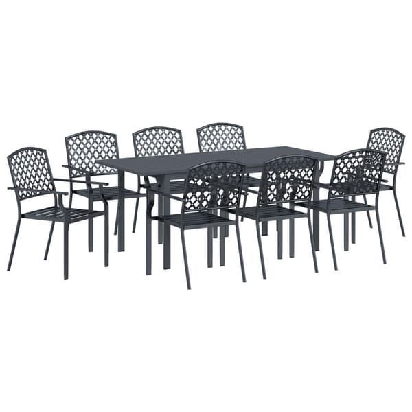 Trädgårdsmöbelset 9 pcs Antracit Pulverlackerad stål