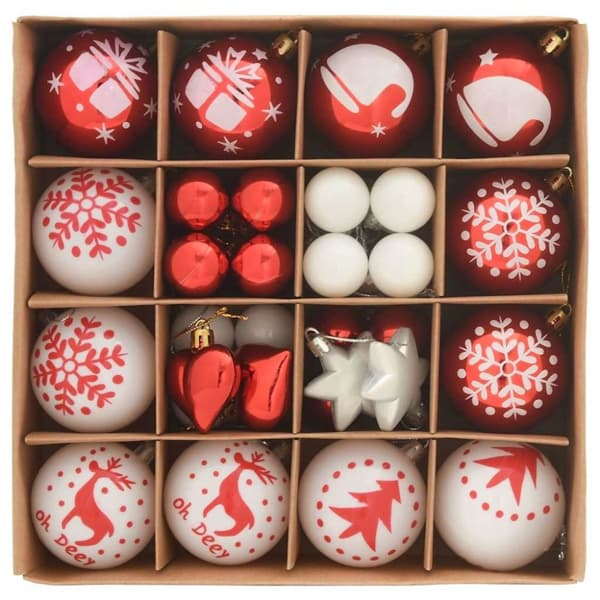 Julprydnad Set 40 pcs Röd och Vit Plast