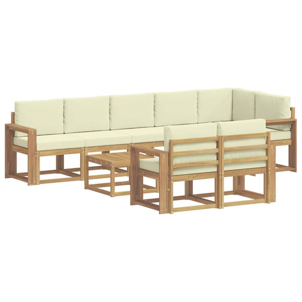 Utomhussoffset med kudde 9 pcs Vit och grädde Polyester