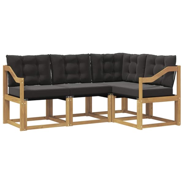 Utomhussoffset med kudde 4 pcs Vit och svart