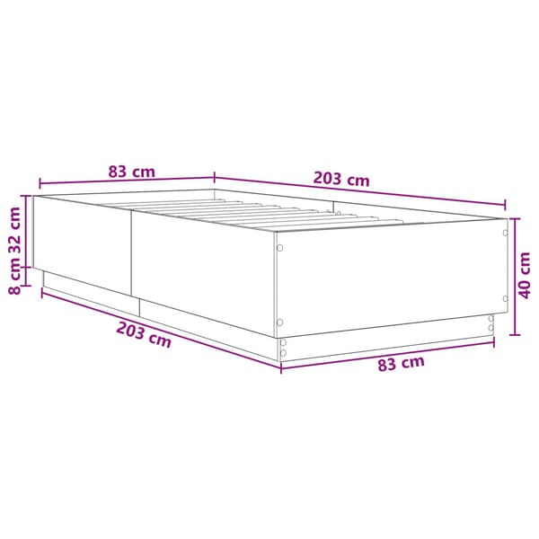 Sängram Vit 80 x 200 cm Konstruerat trä