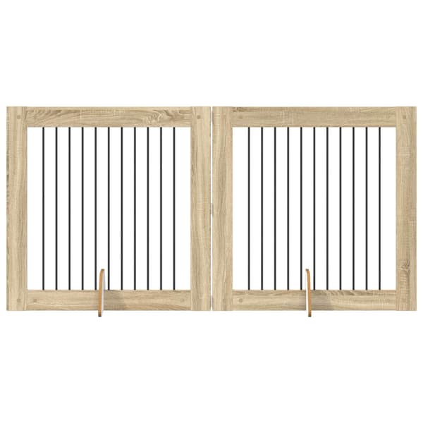 Hundgrind med ställningar 2 pcs Sonoma-ek 100 x 100 cm