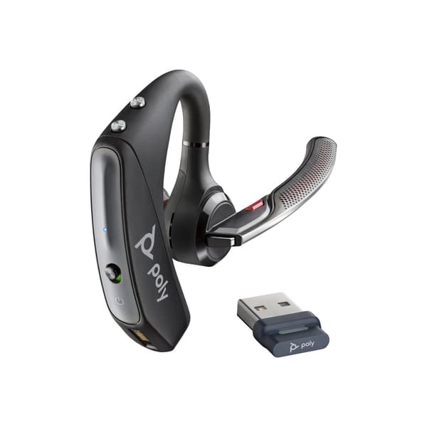 HP Poly Voyager 5200 UC - headset - USB-A via Bluetooth-adapter