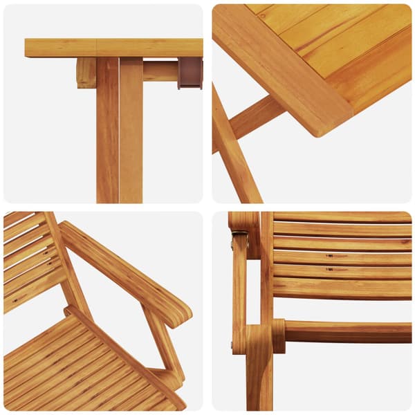 Fällbart bistroset 3 pcs Brun Massivt Akaciaträ