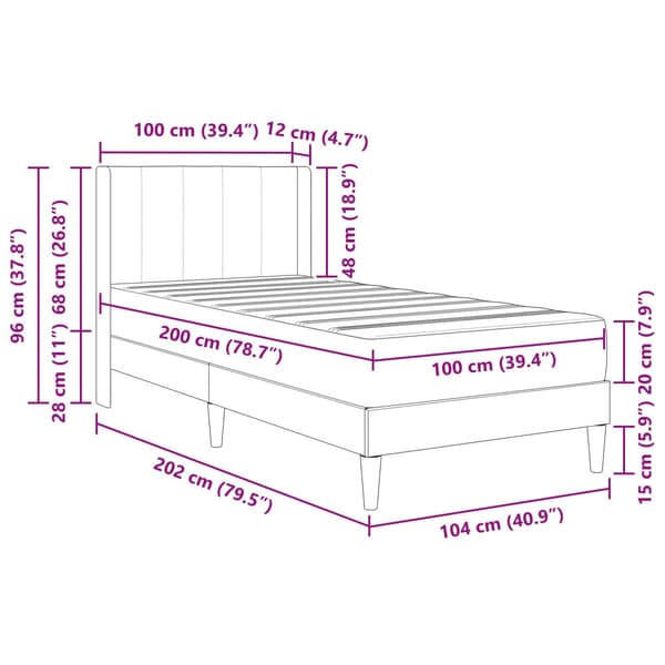 Sängram med madrass Blå 100 x 200 cm Sammet
