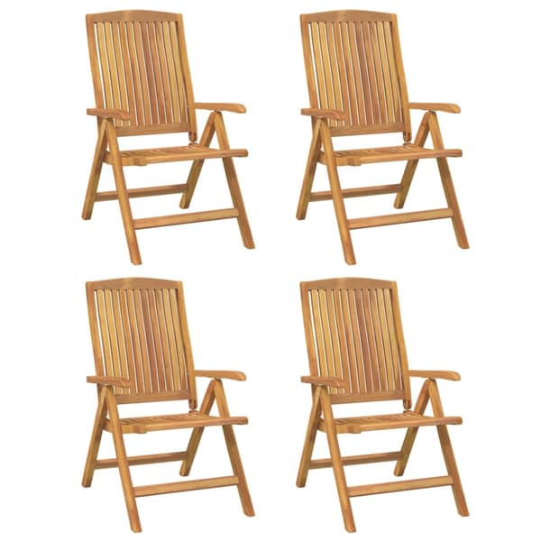 Fällbara fåtöljer med dynor, 4 st, massivt trä, teak