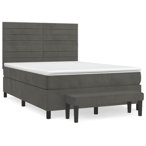 Ramsäng med madrass mörkgrå 140x190 cm sammet