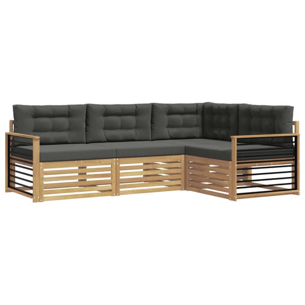 Utomhussoffset med kudde 5 pcs Vit och antracit Polyester