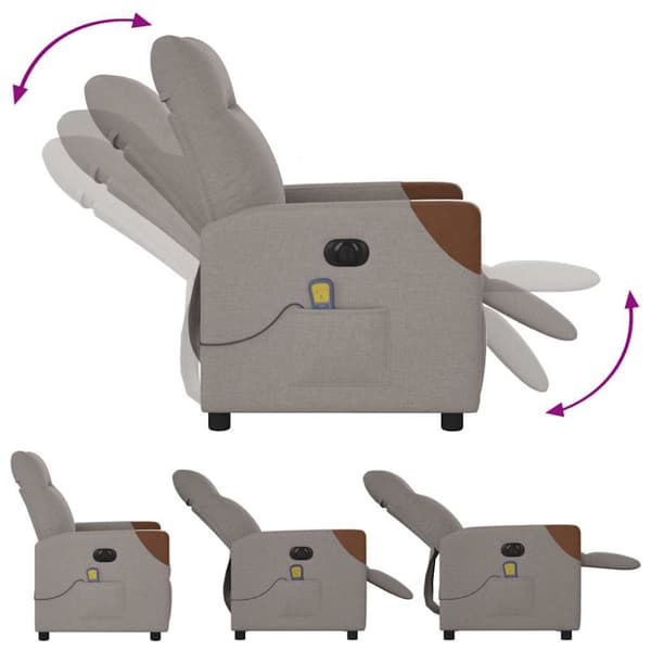 Elektrisk massagefåtölj taupe tyg
