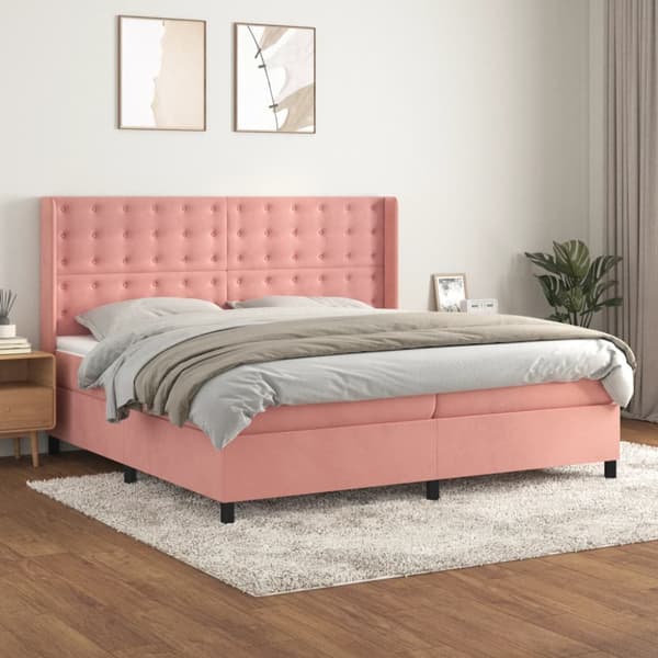 Ramsäng med madrass rosa 200x200 cm sammet